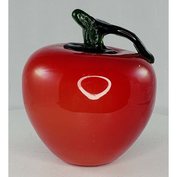 Art Glass Red Apple Fruit Fake Faux Home Decor - Picture 2 of 6